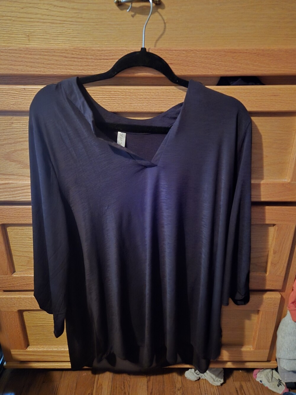 Women's Relaxed V-Neck Tunic - Black Xlarge